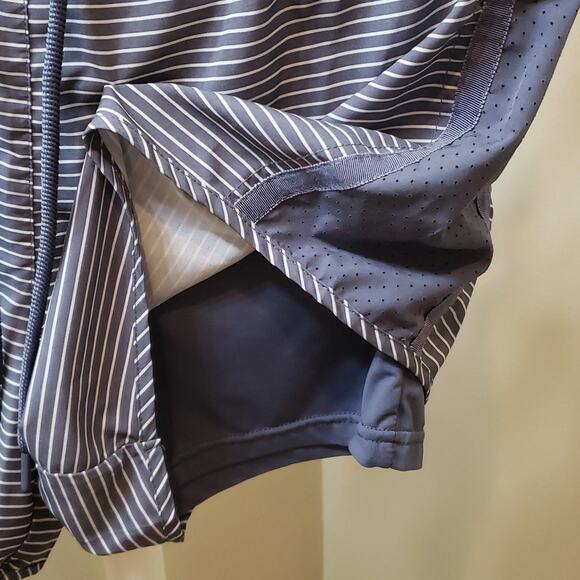 Tangerine Striped Athletic Shorts, Size L, Gray & White - Picture 2 of 9